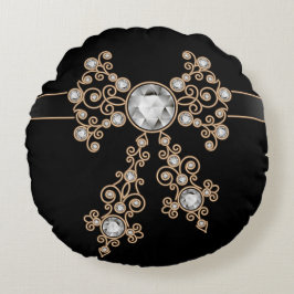 ダイヤモンド，ジュエリー，レース，シルバー，レース，ブラック，真珠，シック ラウンドクッション
