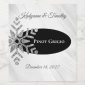 ダイヤモンド スノーフレーク ウェディング ワインボトルラベル ワインラベル (シングルラベル)