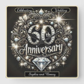 ダイヤモンド スプレンダー：60周年記念デザイン スクエア壁時計 (正面)