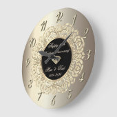 ダイヤモンド・スワーズ・シャンパーニュ結婚50周年 ラージ壁時計 (傾斜)