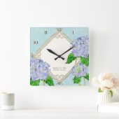 ダイヤモンド·スワール·ブルー·アン結婚バニアス スクエア壁時計 (ホーム)