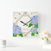 ダイヤモンド·スワール·ブルー·アン結婚バニアス スクエア壁時計 (ホーム)