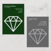 ダイヤモンド – ダークフォレストグリーンの白 名刺 (正面/裏面)