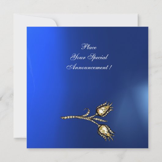 ダイヤモンド チューリップ モノグラム , ブルー サファイア 招待状 (裏面)