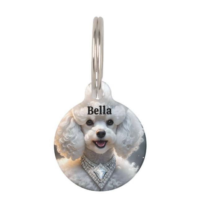 "ダイヤモンド・ディーバ: スパークルの中のゴージャスなプードル" ペット　ネームタグ (正面)