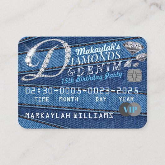 ダイヤモンド&デニムパーティの招待状 エンクロージャーカード (正面)