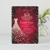 ダイヤモンド、ドレス、レッドスウィート16 招待状 (スタンド正面)