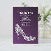 ダイヤモンド ハイヒール 紫 エレガント お礼のカード 招待状 (スタンド正面)