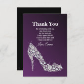 ダイヤモンド ハイヒール 紫 エレガント お礼のカード 招待状 (正面/裏面)