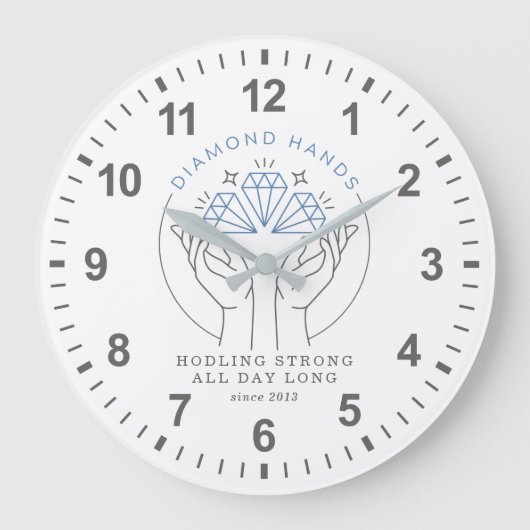 ダイヤモンド・ハンズ・ストック&クリプト・トレーダおもしろいー・ホッド ラージ壁時計 (正面)