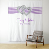 ダイヤモンド ハーツ パープル リボン ウェディング バックドロップ タペストリー (インサイチュ)