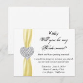 ダイヤモンド ハート イエロー ウェディング ブライズメイド カード (正面/裏面)