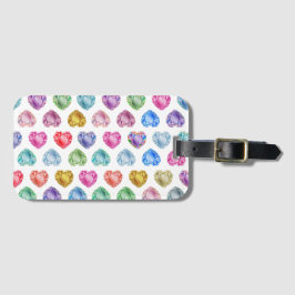 ダイヤモンド ハート ウォーターカラー パターン かわいい パステル ガーリー ラゲッジタグ