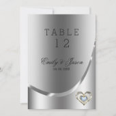 ダイヤモンド ハート オーバー シルバー背景 招待状 (正面)