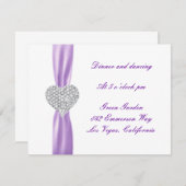 ダイヤモンド ハート パープル 結婚式 披露宴 招待状カード 招待状 (正面/裏面)