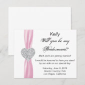 ダイヤモンド ハート ピンク ウェディング ブライズメイド カード (正面/裏面)