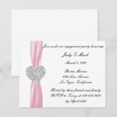 ダイヤモンド ハート ピンク 婚約パーティー 招待状 (正面/裏面)