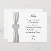 ダイヤモンド ハート ホワイト メイド オブ オナー カード (正面/裏面)