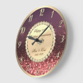 ダイヤモンド，バラ金ゴールド《写真》ぼけ味25結婚周年 ラージ壁時計 (傾斜)