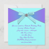 ダイヤモンド パープルとターコイズブルー スイート16 誕生日 招待状 (裏面)