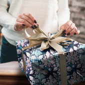 ダイヤモンド&パールスノーフレークレースクリスマスパターン ラッピングペーパー