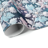 ダイヤモンド&パールスノーフレークレースクリスマスパターン ラッピングペーパー (ロールコーナー)