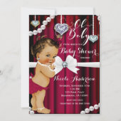 ダイヤモンド&パールレッドグラマーヴィンテージベビーシャワー 招待状 (正面)