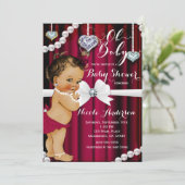 ダイヤモンド&パールレッドグラマーヴィンテージベビーシャワー 招待状 (スタンド正面)