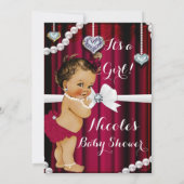 ダイヤモンド&パールレッドグラマーヴィンテージベビーシャワー 招待状 (裏面)