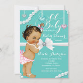 ダイヤモンド&パールヴィンテージベビーガールシャワー 招待状 (正面)