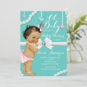 ダイヤモンド&パールヴィンテージベビーガールシャワー 招待状 (スタンド正面)
