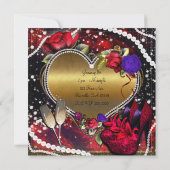 ダイヤモンド パール ハート ハイ ヒール キンセアニエラ 招待状 (裏面)