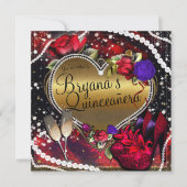 ダイヤモンド パール ハート ハイ ヒール キンセアニエラ 招待状 (正面)