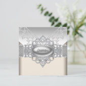 ダイヤモンド パール 白い キンチェアラ ご招待状 招待状 (スタンド正面)