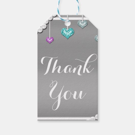 ダイヤモンド&ピアスジュエルきらきら光るズグラムバースデーパーティー ギフトタグ (正面)