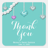 ダイヤモンド&ピアスジュエルきらきら光るズグラムバースデーパーティー スクエアシール (正面)