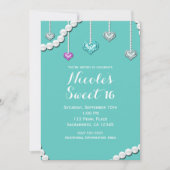 ダイヤモンド&ピアスジュエルきらきら光るズグラムバースデーパーティー 招待状 (正面)