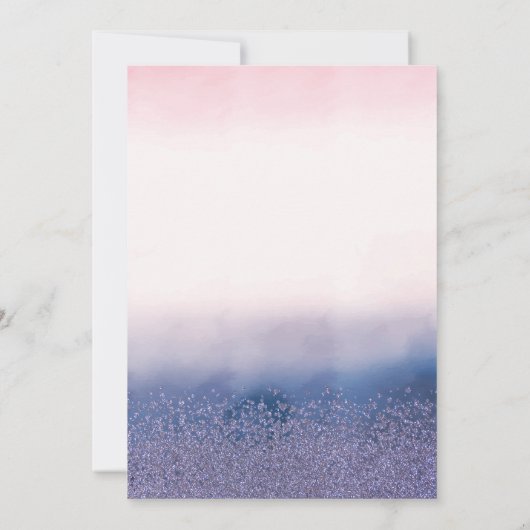 ダイヤモンド、ピンクフラミンゴクラウンキンセグラデーションーニェラ 招待状 (裏面)