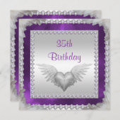 ダイヤモンド&フェザー35誕生日 招待状 (正面/裏面)