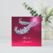 ダイヤモンド フラワーズ ピンク フューシャ レッド ルビー シャンパン 招待状 (スタンド正面)