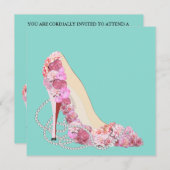 ダイヤモンド&フラワーブーケハイトフリームシャワーパーティー 招待状 (正面/裏面)