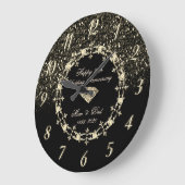 ダイヤモンド·ブラック·グリッター結婚25周年 ラージ壁時計 (傾斜)