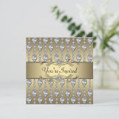 ダイヤモンド ブラック&ゴールド 様々なシーンに対応するパーティー招待状 招待状 (スタンド正面)