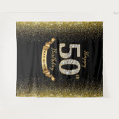 ダイヤモンド ブラック ゴールド 50歳の誕生日 バックドロップ タペストリー (正面(横))