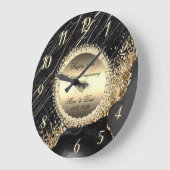 ダイヤモンド ブラック マーブル 50周年記念 結婚式 ラージ壁時計 (傾斜)