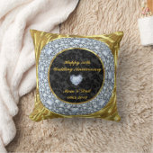 ダイヤモンド、ブラック、金ゴールド50結婚周年 クッション (ブランケット)