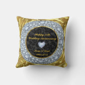 ダイヤモンド、ブラック、金ゴールド50結婚周年 クッション (裏面)