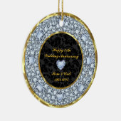 ダイヤモンド、ブラック、金ゴールド50結婚周年 セラミックオーナメント (右)