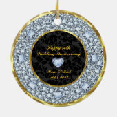 ダイヤモンド、ブラック、金ゴールド50結婚周年 セラミックオーナメント (裏面)