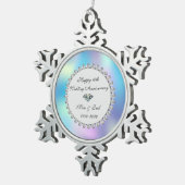 ダイヤモンド ホログラフィック 10周年 結婚記念日 スノーフレークピューターオーナメント (右)